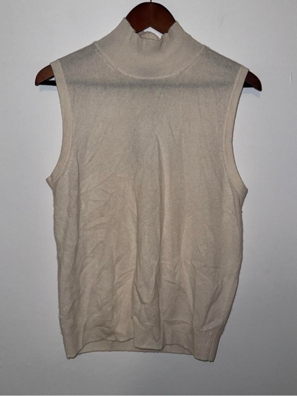Sleeveless Mock Neck Knit Top - Cream